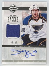 2012-13 Panini Limited Materials Signatures 07/25 David Backes  St. Louis Blues