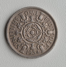 1954 Florin / Two Shillings Coin ~ Queen Elizabeth II ~ Cupro-Nickel