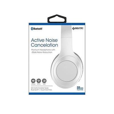 Sentry 1) Bluetooth Active Noise Cancelation Headphone Full Size Over-Ear White