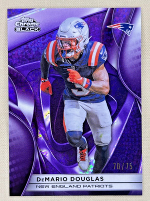 2025 Topps Chrome Black DeMario Douglas Purple Mini Diamonds /75 NE Patriots #70
