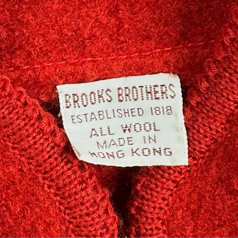 Cárdigan suéter chaqueta Brooks Brothers rojo tejido lana botón delantero talla mediana Foto 3 de 4