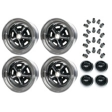 Chrome Black 15x8 Magnum 500 Wheel Kit Mustang 65-73