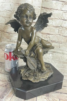 Signed A. Moreau 100% Solid  Bronze statue  Angel Cherub Figurine Sculpture Sale