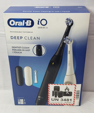 Oral-B iO Series 2 Electric Toothbrush, Pure White  Night Black, 2 Ct, 3 Heads