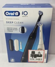 Oral-B iO Series 2 Electric Toothbrush, Pure White & Night Black, 2 Ct, 3 Heads