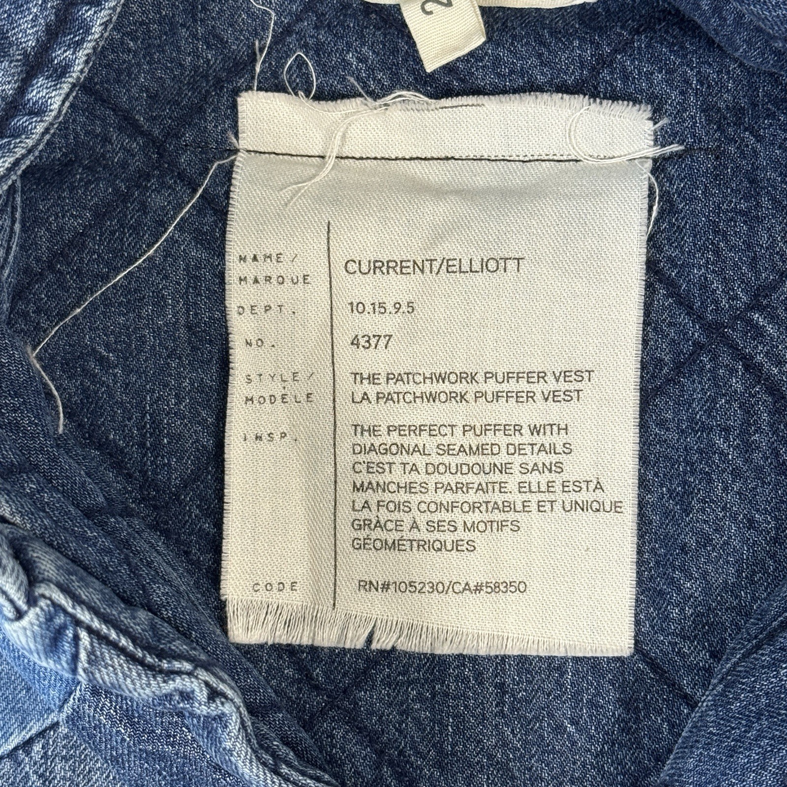 Current/Elliott Womens Patchwork Puffer Denim Ves… - image 9