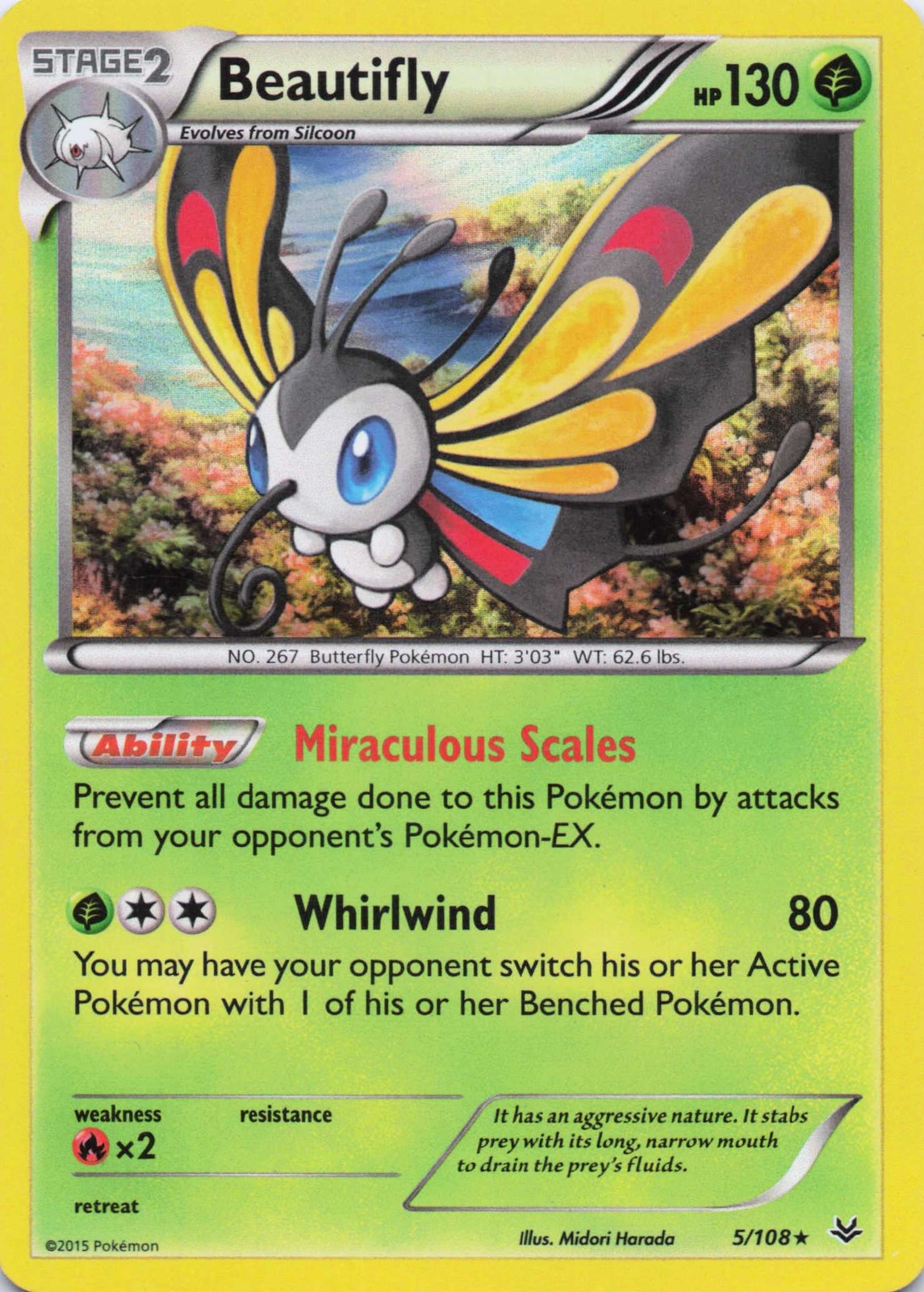 Beautifly Holo Rare XY - Roaring Skies 5/108 LP