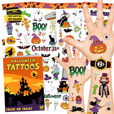 Halloween Decorations, Temporary Tattoos for Kids-12 Sheets, Fake Tattoo Sticker