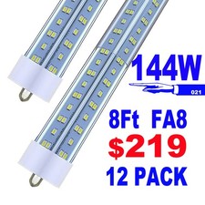 T8 8FT LED Shop Light Bulbs 144W Single Pin FA8 8 Foot LED Shop Lights 12PCS LED
