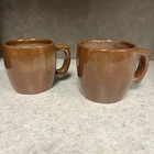 Lot of 2 Vintage 1960's Frankoma Plainsman Brown Stoneware 5C Coffee Cups Mugs