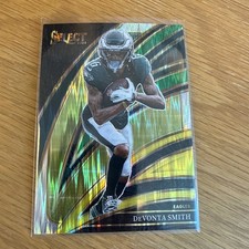 DeVonta Smith 2025 Select Club Level Green & Yellow Shock Prizm Eagles 290