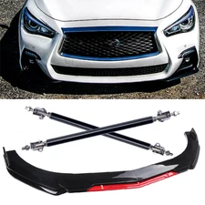 For 2018-2021 Infiniti Front Bumper Lip Splitter Lower Spoiler Body Black+Red