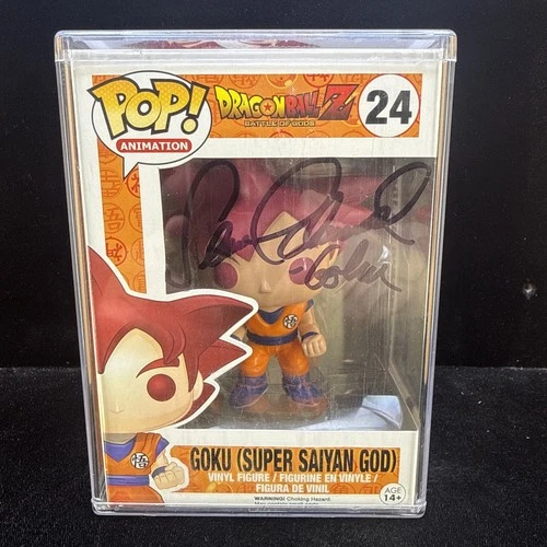 Sean Schemmel Signed Funko Pop Figure DBZ 24 Goku (Super Saiyan God) + Protector