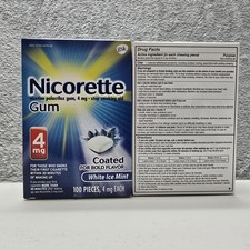 Nicorette Nicotine Gum 4mg White Ice Mint 100 Lot of 2 Exp 01/2026  02/2026