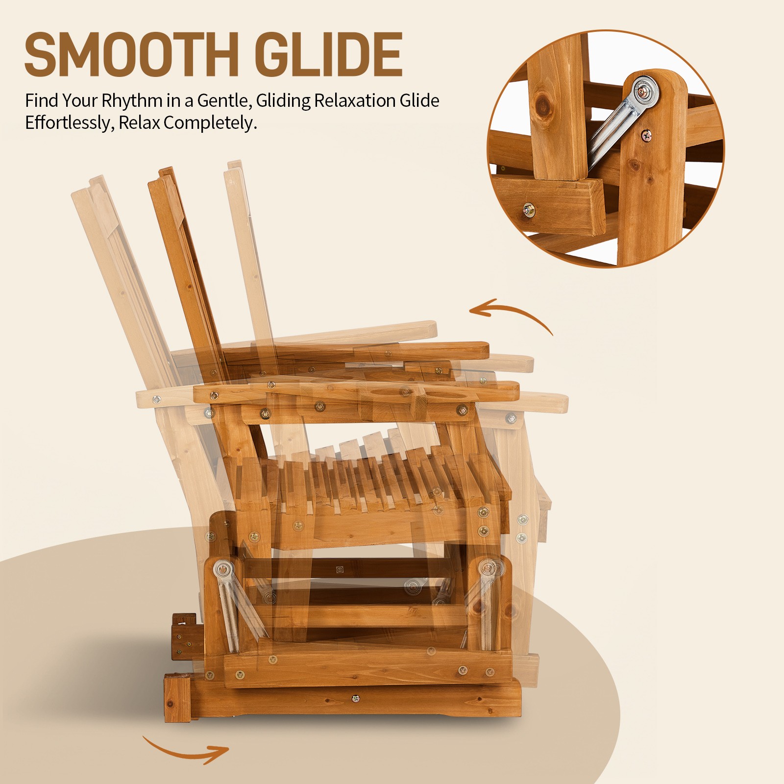 Patio Glider Chair 1Seat w/ Armrest, Backrest Swing Gliding Chair for In/Outdoor