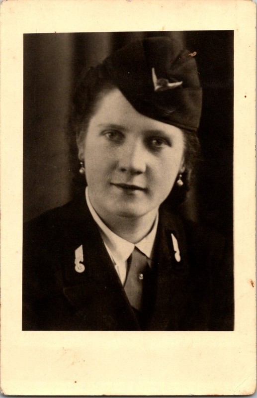 WW2 WWII German Military Photo Postcard Tram Trolley Operator Studio Portrait