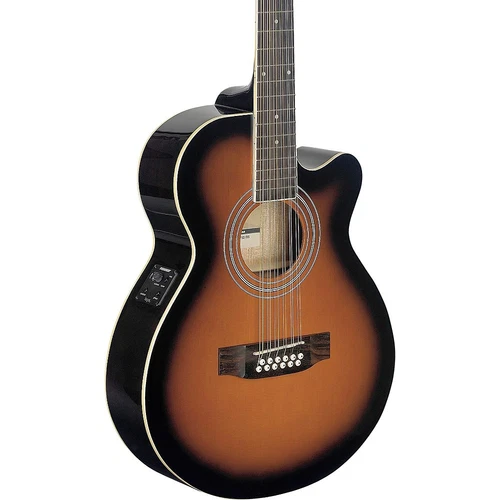 Stagg Mini-Jumbo Electro-Acoustic Cutaway 12-String Concert Guitar Sunburst