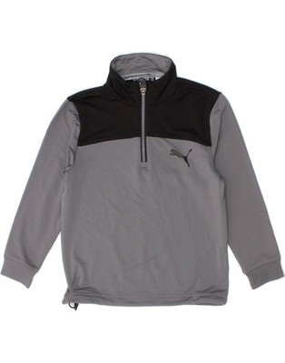 Puma Jungen Zip Neck Pullover Trainingsanzug Oberteil 5-6 Jahre Grau Colourblock CL05