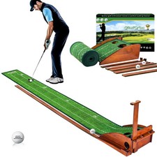 Indoor Outdoor Golf Putting Mat with Auto Ball Return - Practice Game for Home,