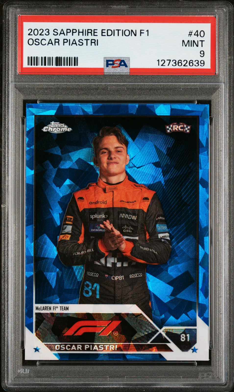 2023 Topps Chrome Formula 1 Sapphire Edition Oscar Piastri #40 PSA 9