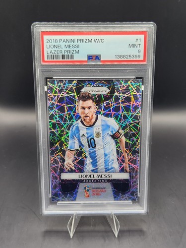 LIONEL MESSI 2018 PANINI PRIZM W/C LAZER #1 PSA 9 GOAT SP ARGENTINA