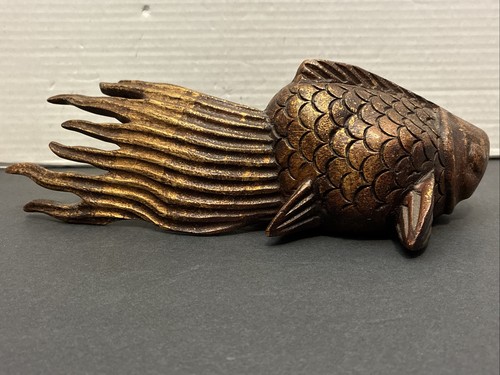 Statuina Koi/pesce rosso vintage/usata*12" legno intagliato (3) - Foto 3 di 4