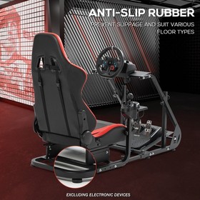 Supllueer Racing Simulator Cockpit Stand With Red Seat Fit Logitech G920 G29G923