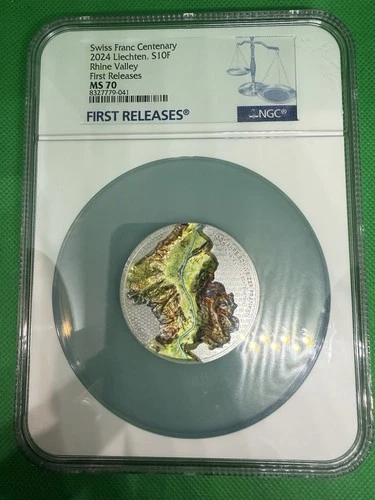 2024 Liechtenstein Silver 2 Oz 100 Years of the Swiss Franc NGC MS 70 Rhine FR
