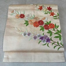 Japanischer Kimono reine Seide Nagoya Obi Gürtel Stickerei Blumen