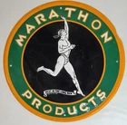 Marathon Products Vintage Round Tin Sign  Reproduction 12"