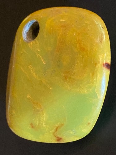 VTG Bakelite Catalin Pendant Bead Marbled Green Yellow Swirl Apple Juice Round - Picture 5 of 24