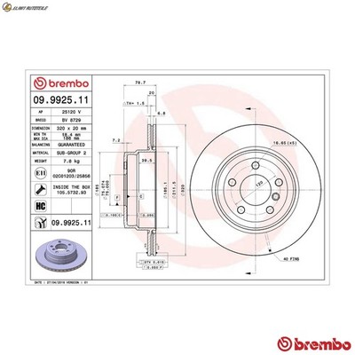 2x BREMSSCHEIBE 09.9925.11 FÜR BMW X6/E71/E72/F16/F86 X5/F15/F85/E70 N55B30 3.0L