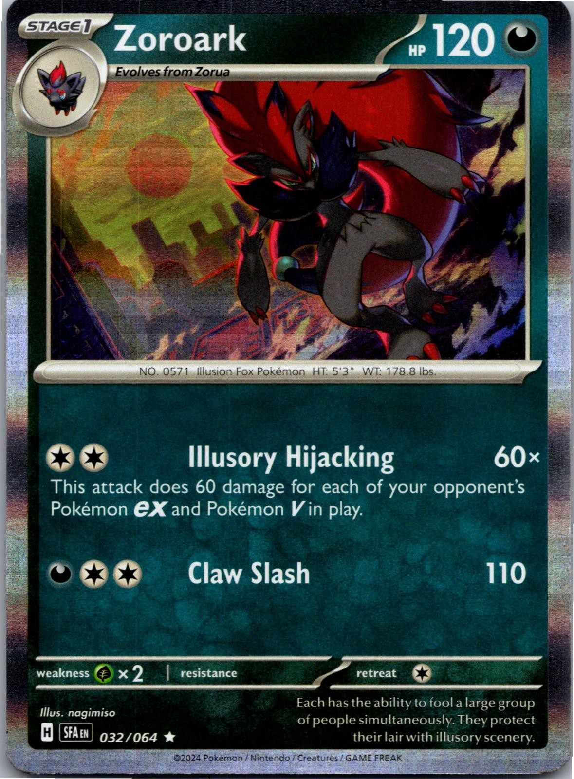 Zoroark 032/064 Rare Shrouded Fable Pokemon Holo Near Mint