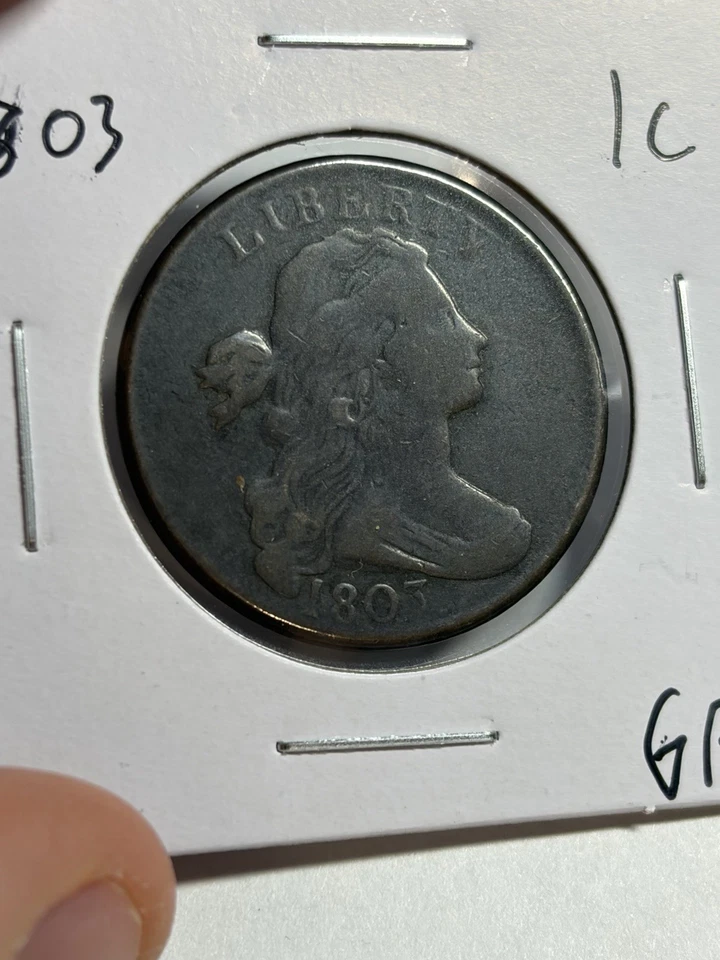 1803 DRAPED BUST LARGE CENT VF TOUGH TYPE COIN - Image 3 of 4