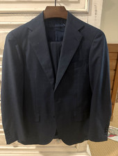 Ring Jacket Navy Wool 2-Piece Suit EU 50 40R 34W Single-Breasted Flat