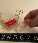 Miniature Vintage doll house 1950's baby doll/eyes move carriage, wedding doll — photo 3
