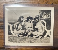 Vintage 1950's Girlie PIN UP Photo Risque B&W Original Nude  3 Women 4"x5"