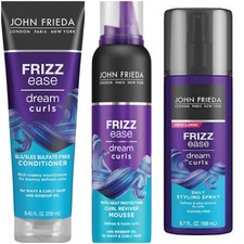 John Frieda Frizz-Ease Dream Curls Bundle Conditioner Mousse Styling Spray Lot 3