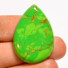 19.5 Ct AAA Stabilized Green Copper Turquoise Cabochon Loose Gemstone 30X21X4 mm