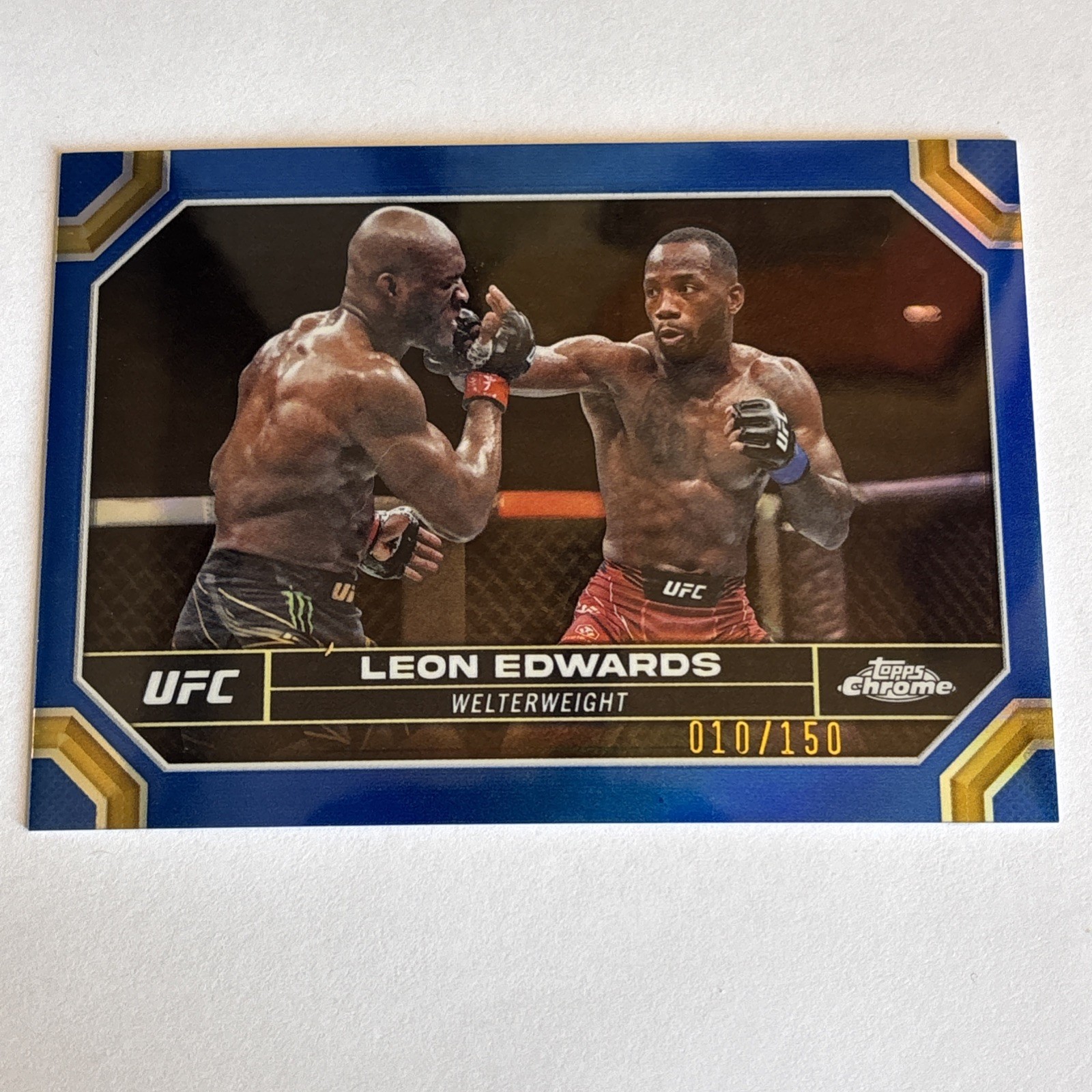 2024 Topps Chrome UFC #115 Leon Edwards Blue Refractor #/150