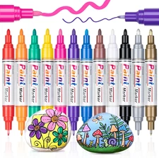 Oil Based Paint Markers, 12 Colors Dual Tip Waterproof Outdoor Paint Pens, Quick