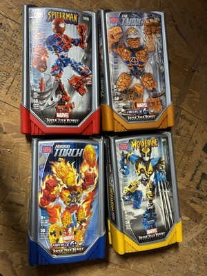 2004 Spider-man Wolverine Human Torch Thing Super Tech Heroes Mega Bloks 4 sets