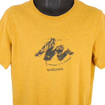 Quechua Decathlon T Shirt Mens Size XL Yellow Hiking Camping Apparel