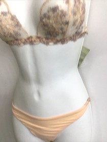 la perla bra panties set Nude Peach Lilac Floral Embroidery Nwt Size 34B