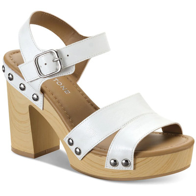 Sun + Stone Women White Vegan Leather Deleste Platform Dress Sandals Size 6M