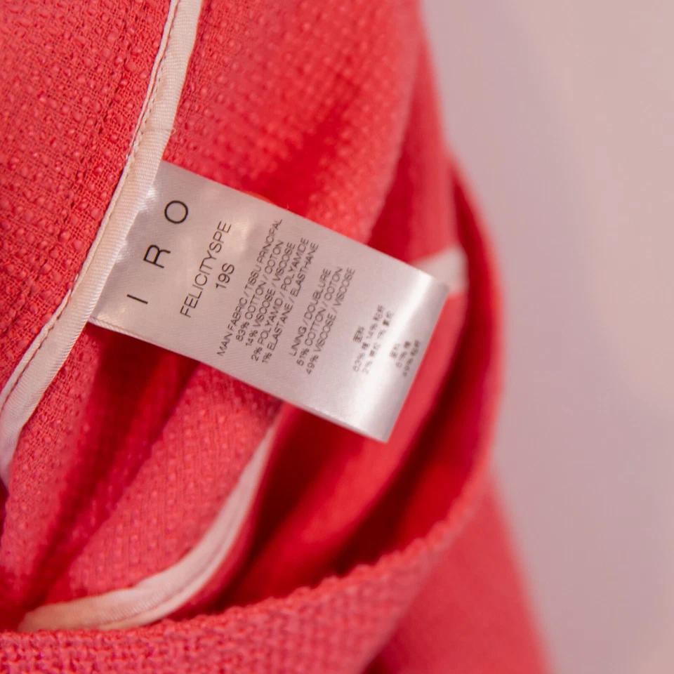 Chaqueta Blazer IRO Felicity Algodón Elástico Tweed Boucle Tejido Texturizado Rosa 38/6 Foto 3 de 4