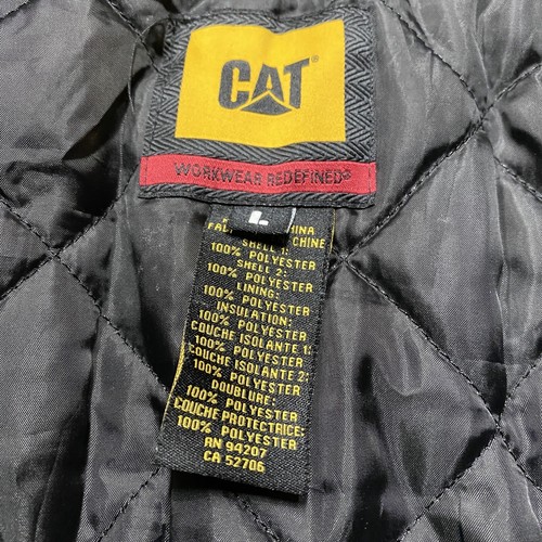 Vintage Caterpillar Jacket Mens Large Black CAT Quilted Lined Work Coat - Picture 4 of 9