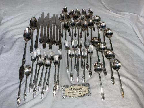 1847 Rogers Bros IS First Love Vintage Silverware 52 Pieces