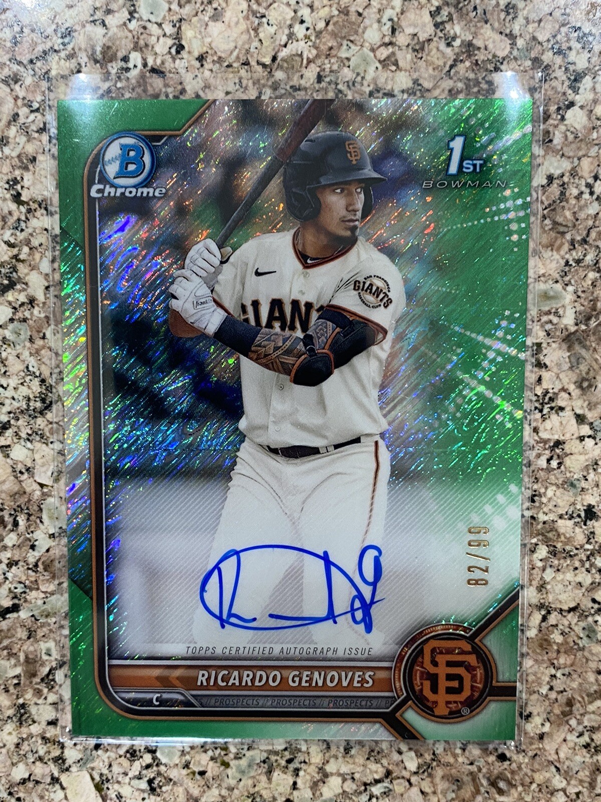 2022 1st Bowman Chrome Ricardo Genoves 82/99 Auto Green #CPA-RGV Giants