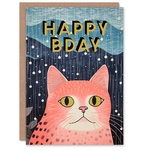 Rosa Lustige Illustrationsmaus Karte Mit Katzenmotiv Geburtstagskarte-image